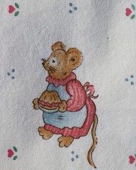 LOT 2 Yards VINTAGE Juvenile Fabric Country Mice & Hearts Princess Fabrics, Inc.