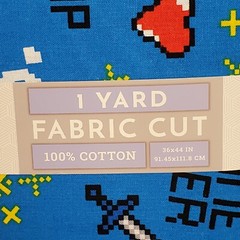David Textiles 1 Yard Lot of 2 Game Over Blue Video Game 100% Cotton Fabric New