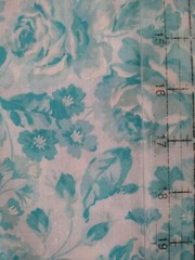 Aqua Blue Floral & Roses on White Semi-Sheer BTHY Fabric 18″ x 45″ New