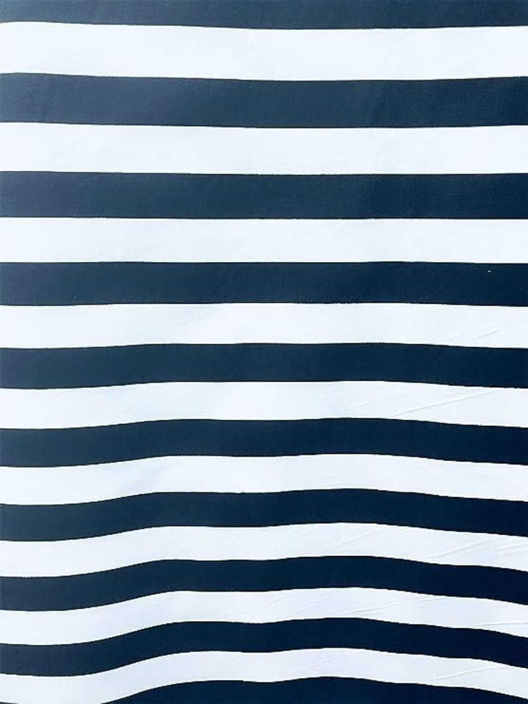 Navy Blue white stripe Poly cotton 1″ stripe Sold by yard POLYCOTTON 58″ Wide