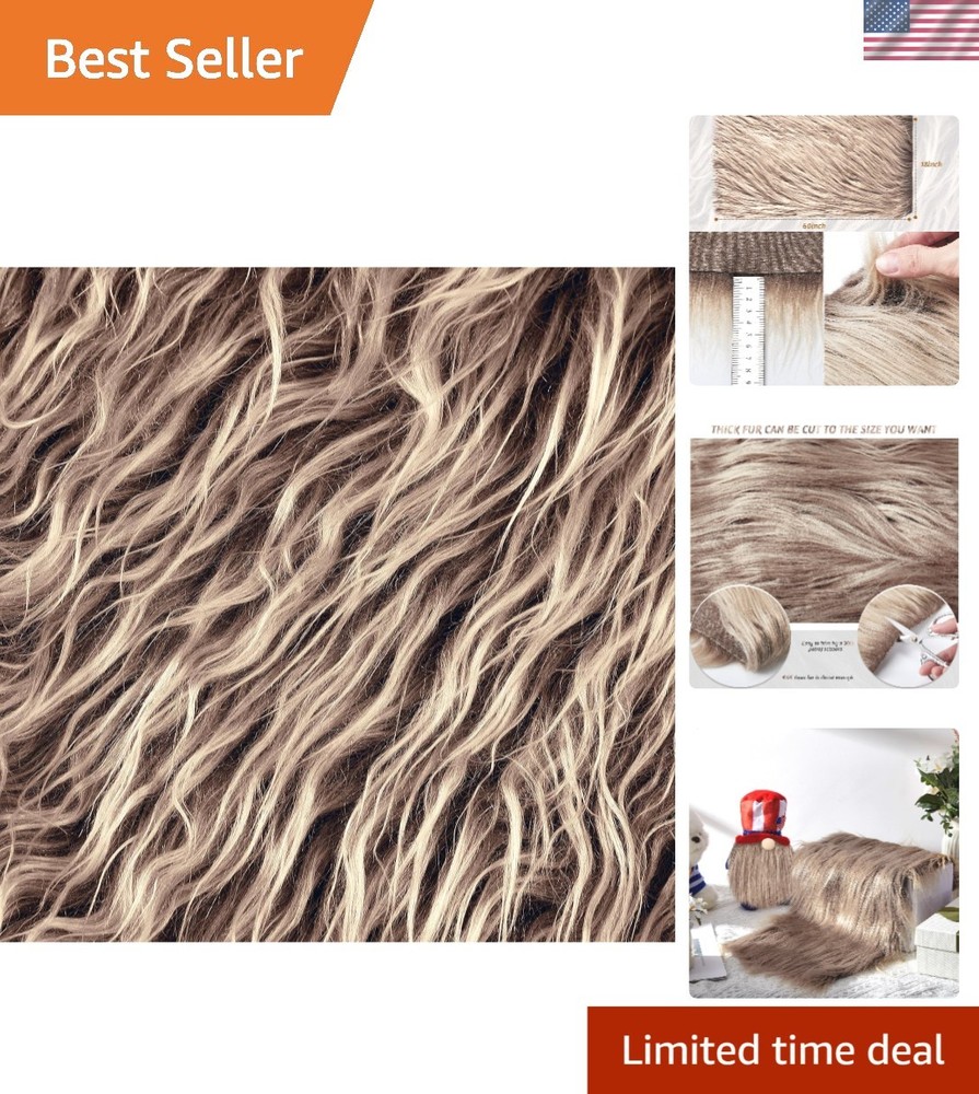 Soft & Fluffy 10 x 20 Inch Beige Faux Fur Fabric – Ideal for DIY and Decorations
