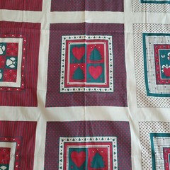 Christmas Cotton Fabric Cheater Quilt Square Blocks Pillow 43″W x 2½ Yds