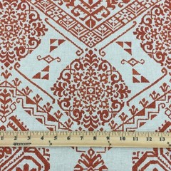 4 Yard Cut of Burnt Orange and Natural Ikat 100% Cotton Home Decor Fabric