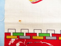 Vintage Fabric Piece 36″ x 25.5″ Cotton Multi Color Latin American Red Border
