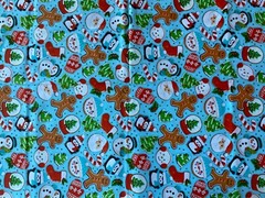 HOBBY LOBBY FABRIC~Iced Xmas Cookies~BABY BLUE BKGRND~Snow Globe~Gingerbread~Pen