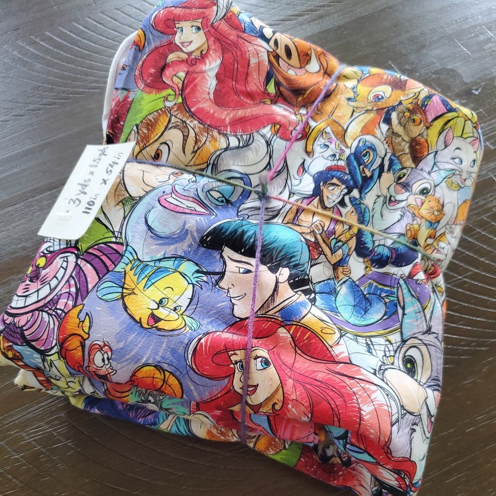 DISNEY Characters Custom Print Spandex Stretch Cotton Fabric 110 x 54 In New