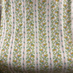 Vintage Fabric Sewing Craft Knit Small Flowers White Yellow Green 2.33 Yards