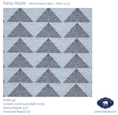 John Robshaw Performance Outdoor Geometric Triangle Fabric- Farzu Azure 5.65 yd
