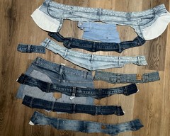 Denim Jean Waist Bands with Belt Loop for Crafts Sewing Accessories 10 Pieces