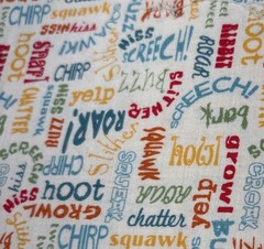 Animal Sounds Word Print Cotton Fabric 20×40″ Multicolor Quilting Sewing