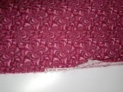 Fabric Springs Industries-Maroon Background Pink/White Swirl Print-1.6 Yds x 45″
