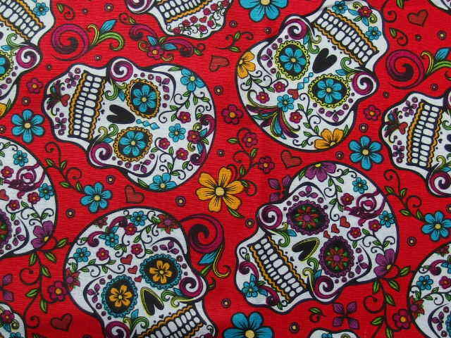 Cotton Fabric Mexican skull 44″ x 36″ By David Textile 255