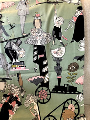 FQ ~ GHASTLIE END Alexander Henry Lady Man Owl Cotton Green Quilt Fabric 2014