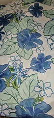 6yds BOLD Blue & Green Hawaiian Hibiscus Floral Fabric 60″ Wide NEW