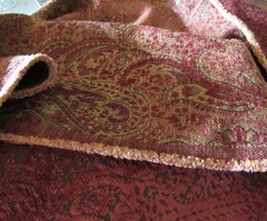 3 yds 2pc Vintage Paisley CHENILLE Rust & Black Jacquard Heavy Upholstery Fabric