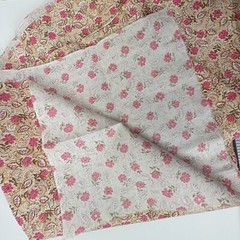 Vintage Fabric 36″ x 35″ 1/2 YD Ditsy Floral Paisley Print Pink Brown Orange