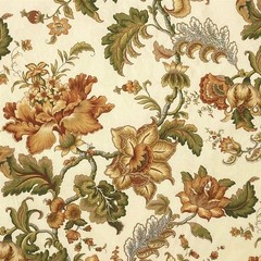 Vintage Mill Creek Floral APRICOT Cotton Drapery Curtain Pillow Fabric 1.625 YDS