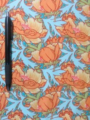 Rowan Westminster Fibers #PWVA 036 Flourish Cotton Fabric, Orange Florals, BTY