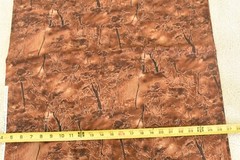 By 1/2 Yd, Brown & Metallic-Copper Trees on Marbled-Brown Cotton, Hoffman, V486