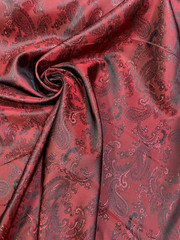 Dark Red Cupro Bemberg Lining Paisley Jacquard Fabric Material 60″W