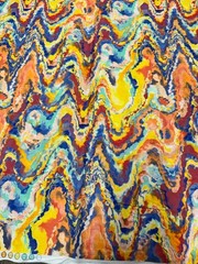 FUSION BY JEFFREY MARC Blue Orange 1 yard 100% Cotton Fabric Free Ship SBB