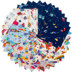 Galaxy Fabric Squares 5 X 5 Inch, 42 Pcs Cotton Charm Pack Fabric for Quilting,
