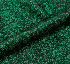 Bottle Green Paisley Jacquard Brocade Fabric Polyester Satin Weave by the yard