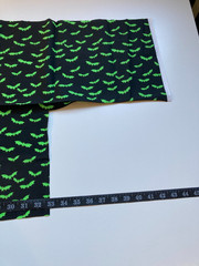 Halloween Bat Fabric Remnant Lot 3 Pc Glitter Neon Green Purple Cotton Gothic