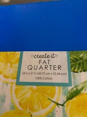 BRAND NEW CREATE IT 100% COTTON LEMONS PRECUT SEWING AND CRAFT FABRIC 18X21