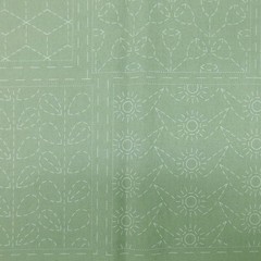 Patchwork Quilting Sewing Fabric Sashiko Botanical Green Panel 60x137cm