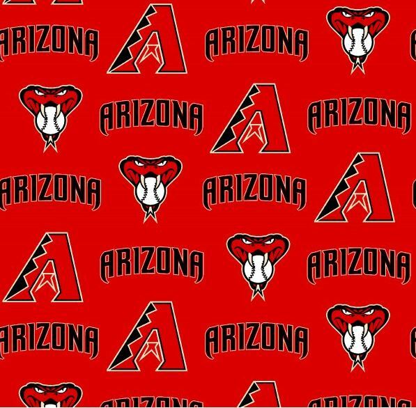 Cotton Arizona Diamondbacks on Red MLB Baseball Sports Team Fabric Print D158.02