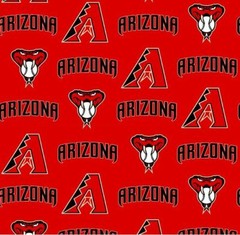 Cotton Arizona Diamondbacks on Red MLB Baseball Sports Team Fabric Print D158.02