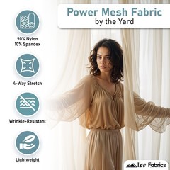 4-Way Stretch Power Mesh Fabric by The Yard – 60″ Wide Nylon Spandex Sheer Ne…