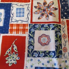 CONCORD Cotton FABRIC Americana Floral Blocks Cheater Quilt BTYx44