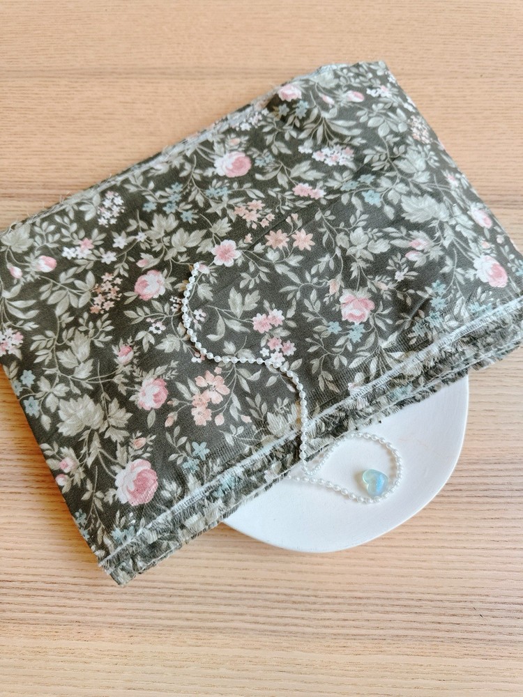 10 yds (6.5”) dusty roses olive green double gauze cotton fabric 260467 A05