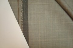 3 yds English Wool Fabric Luxury Super 120s Suiting 9 oz Taupe Plaid 108″ BTP