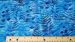 Rock Garden BTY Teresa Ascone P&B Textile Pink Purple Black Fern Leaf Deep Blue