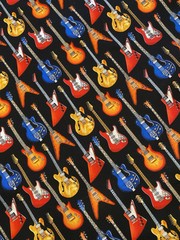 12+ yds LIVE JAZZ Electric Guitar #145 Black Cotton Fabric Elizabeth’s Studio