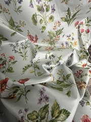 NOS Braemore 4 Yards x 56” lt blue with Multicolor Floral Drapery Fabric Vtg
