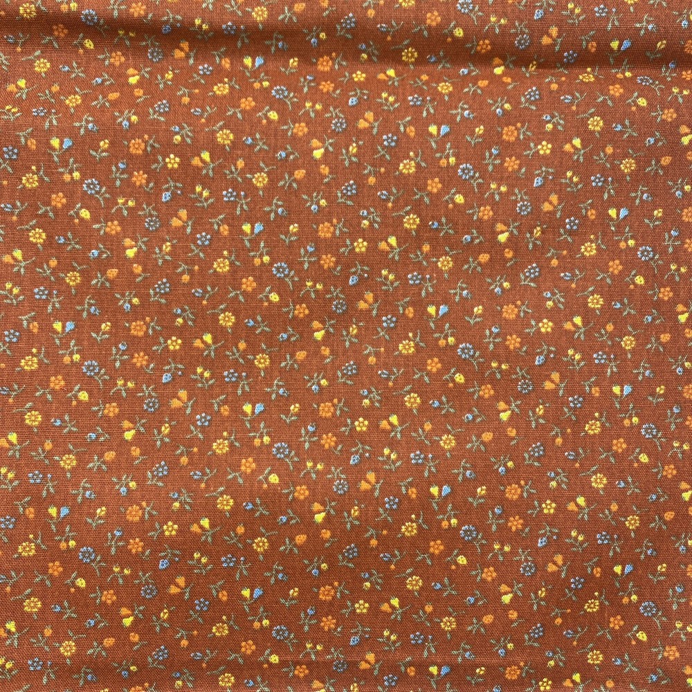 Cotton Quilting Fabric 43” x 52” Brown Orange Floral Pattern