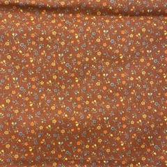 Cotton Quilting Fabric 43” x 52” Brown Orange Floral Pattern