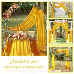 2 Panels 20Ft Length 28 Inch Width Wedding Arch Draping Fabric Gold Chiffon