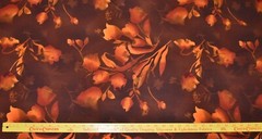 Vtg. 5 Yards Floral Dress Fabric Warm Autumn Brown Orange 60″ Wide Nice Drape