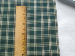 VTG Green & Tan Plaid Striped Homespun Fabric Remnant, 26″ W. x 1 YD +16″