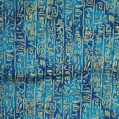1 2/3 yds Blue Egyptian Hieroglyphics Timeless Treasures Fabric Sphinx CM2329