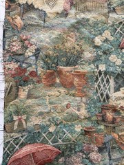 Vintage Romantic Scene French Country Tapestry Woven 26”x 38” Upholstery 2 Piece