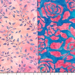 8 Fat Quarters Rose Garden Batik Lunn Fabric FQ Pack 100% Cotton Pink Blue Sky