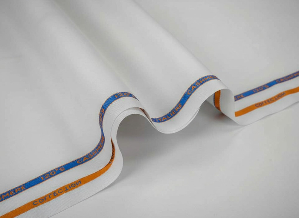 White Solid Plain Suiting Fabric Cashmere Wool