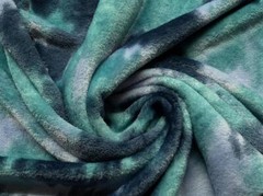 Double Sided Super Soft Cuddle Fleece Fabric Material TYE DYE GREEN BLUE