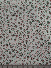 Vintage Christmas Cotton Fabric Abstract Holly Red Green On White 1 Yard 22 Inch